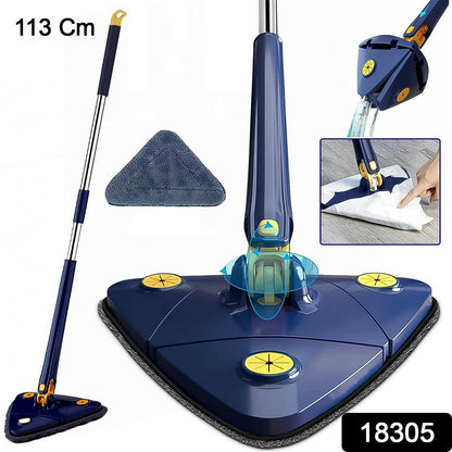 360° Rotatable Mop Triangle Mop with Long Handle (1 Pc / 113 Cm)