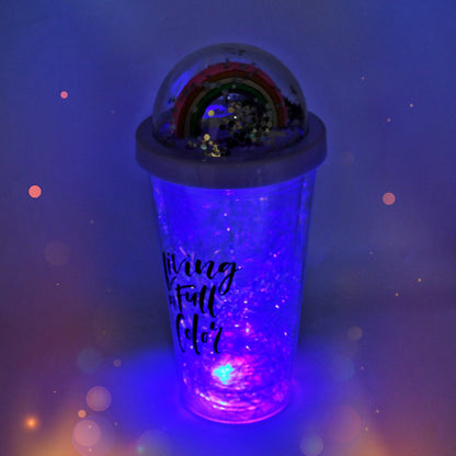 Tumbler with LED light and straw for kids