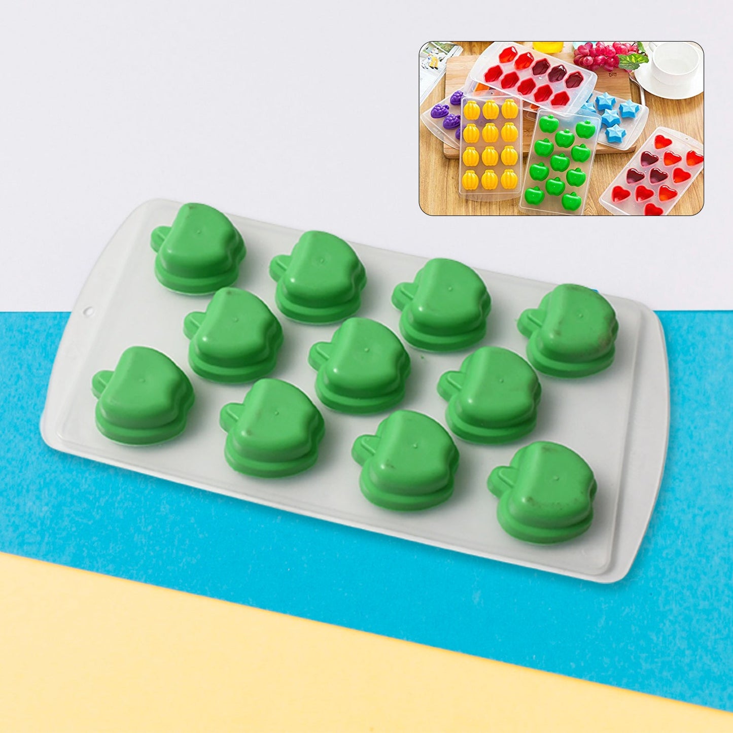 Silicone Mold Ice Cube Tray Creative Sweet Multi Type Ice Tray , Ice Cube Trays Multi Fruit Shape Ice Tray (1 Pc)