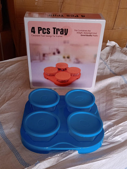 Airtight containers for kitchen storage with a tray