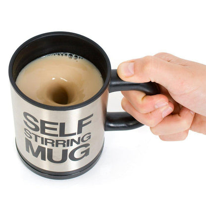 User-friendly self-stirring mug for automatic mixing of beverages and drinks.