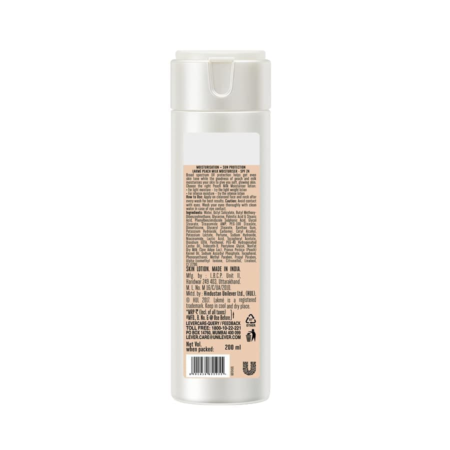 LAKMÉ Youth Infinity Skin Sculpting Night Creme, 50G & Peach Milk Lotion Moisturizer Spf 24 Pa++, 200Ml