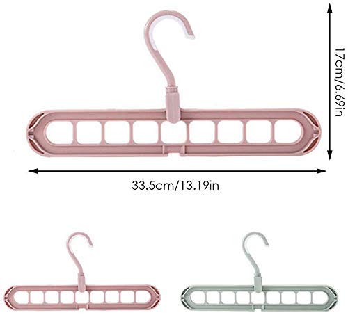 Foldable wardrobe hangers with nine holes and anti-skid texture.