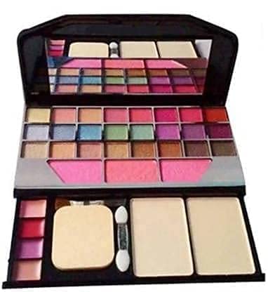 BELLAS Women's & Girl's TYA 6155 Multicolour Makeup Kit and 7 Black Makeup Brushes Set, 3in1 Eyeliner,Mascara,Eyebrow Pencil with 2 Pink Beauty Blenders - (Pack of 13)