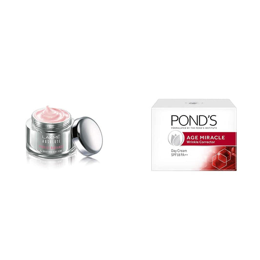 Lakmé Absolute Perfect Radiance Skin lightening/Brightening Night Creme 50 g And POND'S Age Miracle Wrinkle Corrector SPF 18 PA++ Day Cream 50 g