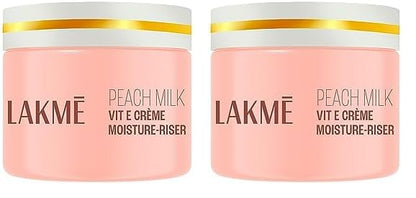LAKMÉ Peach Milk Soft Crème Light Moisturizer for Face 300 g, Daily Lightweight Face Lotion with Vitamin E for Soft Skin- Non Sticky 24h Moisture (Pack of 2)