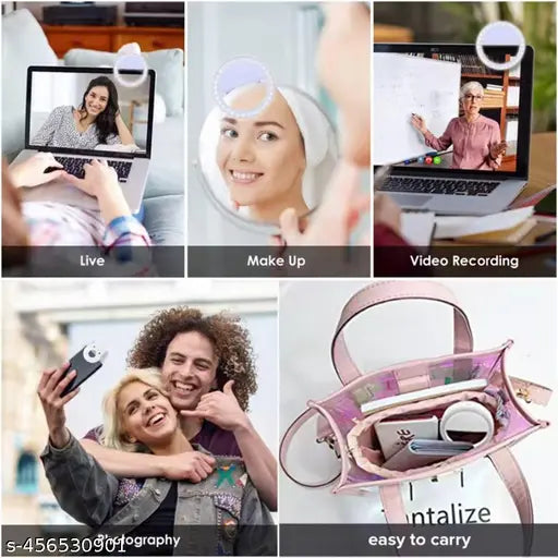 Mini Mobile selfie ring light High Bright Flash Makeup LED Clip Light Compatible All Smartphones (color as per availability)