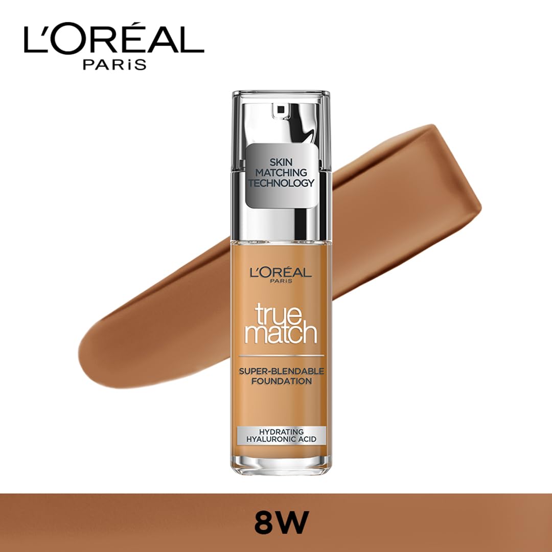 L'OREAL PARIS True Match Super Blendable Liquid Foundation With Matte, Natural Finish (Golden Amber 7D7W, 30Ml) Matte & Natural Finish - Full, Oily