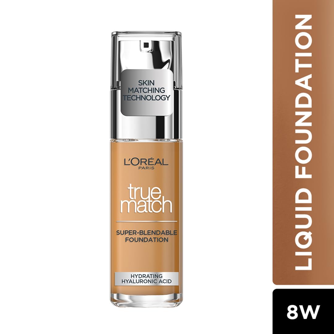 L'OREAL PARIS True Match Super Blendable Liquid Foundation With Matte, Natural Finish (Golden Amber 7D7W, 30Ml) Matte & Natural Finish - Full, Oily