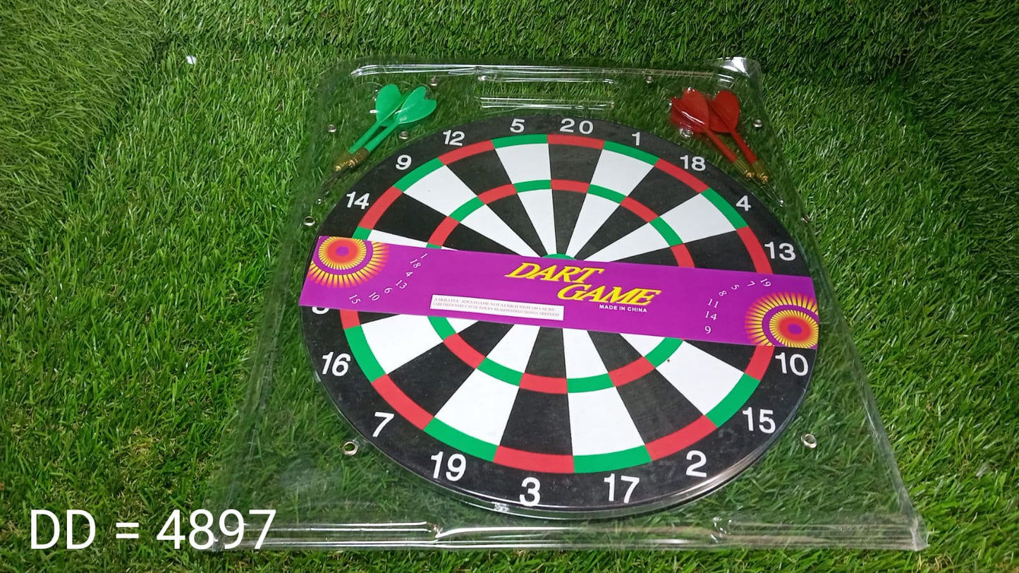 Dart board with game setup