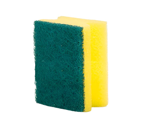 Kitchen and bathroom cleaning sponge, 2-in-1 scrubber, effective on tough grime and stains.