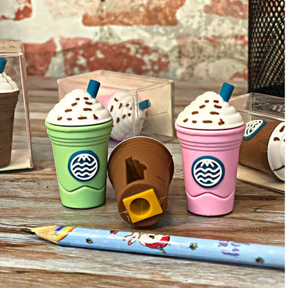 2In1 3D Cute Coffee Or Ice cream Shape sharpner Like Rotary Manual Pencil Sharpener for Kids  Ice Cream Style Office School Supplies, Back to School Gift for Students,Kids Educational Stationary kit, B'Day Return Gift (24 Pcs Set)