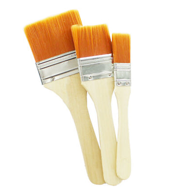 Set of 3 flat painting brushes for art projects.