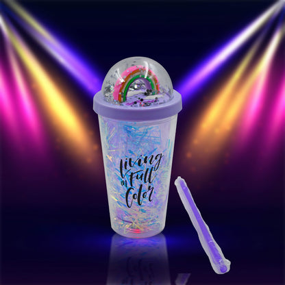 Kids' sipper bottle with straw and glow light