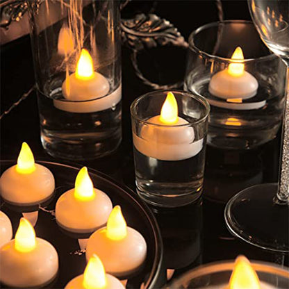 Set of 8 flameless floating candles with transparent box