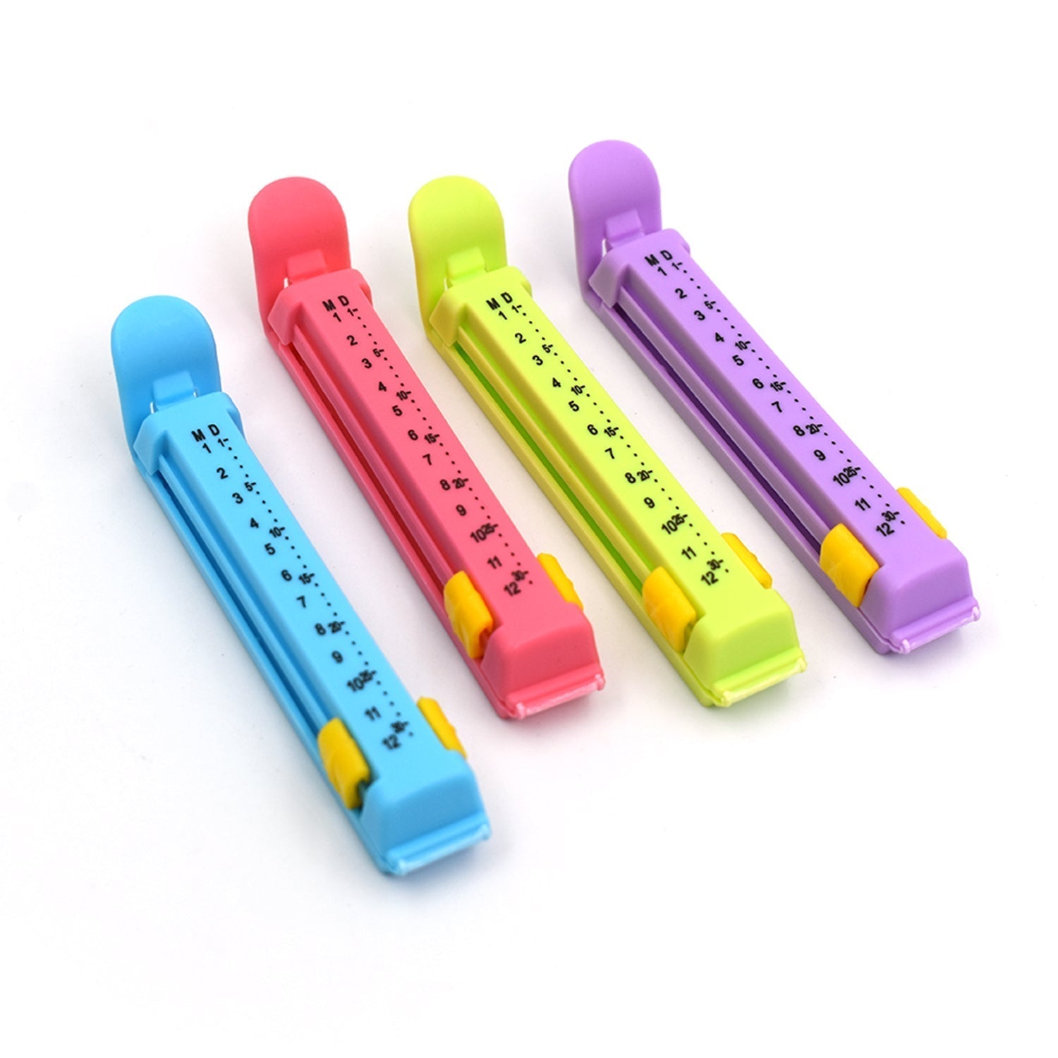 Multicolor plastic bag clip sealer for food, set of 4.