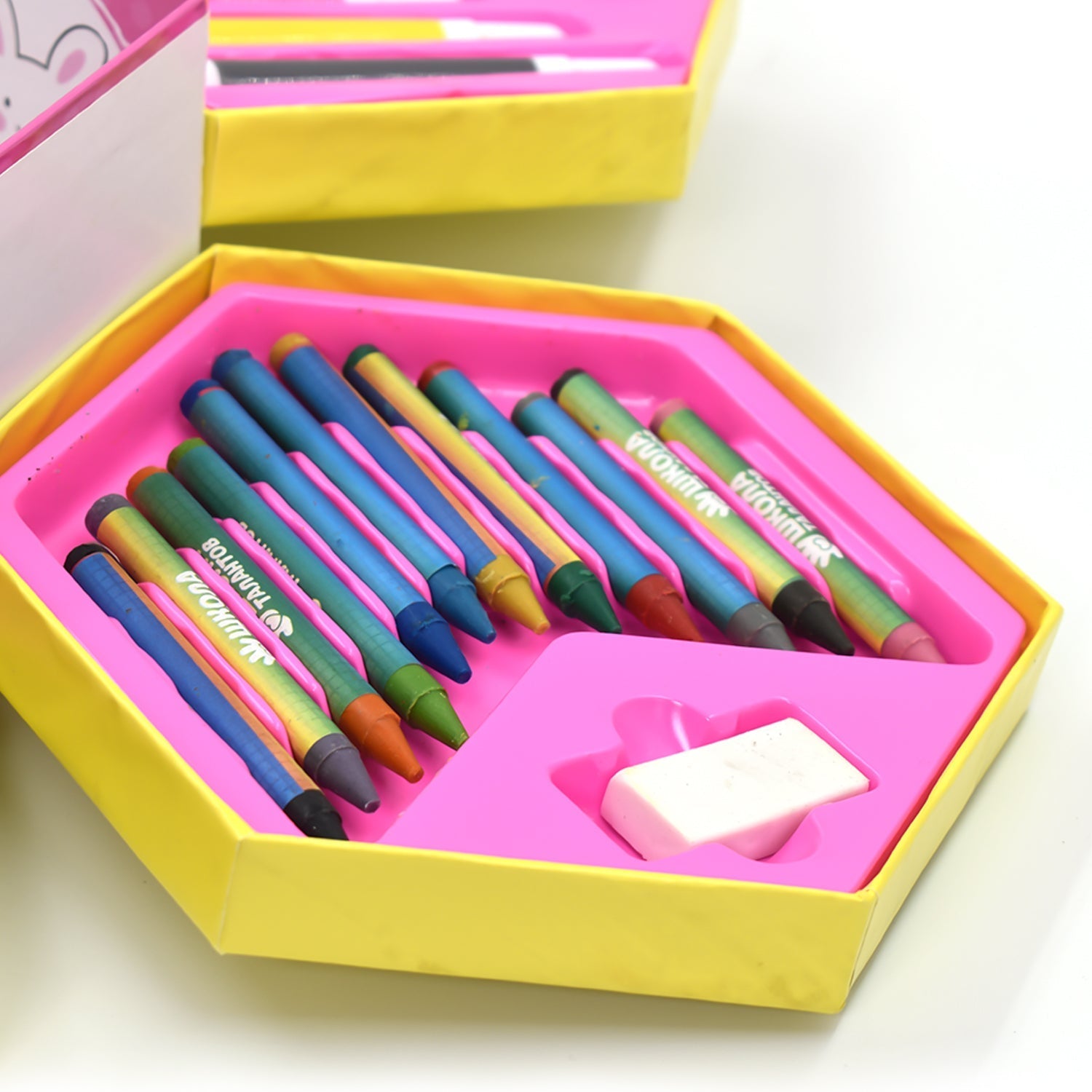 Complete coloring box with pencils, crayons, and watercolors