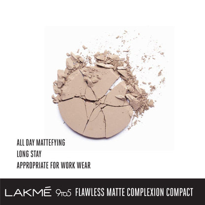 LAKMÉ Invisible Finish Spf 8 Cream Foundation For All Skin Types, Shade 01, 25Ml And 9 To 5 Flawless Matte Light Coverage Complexion Compact, Almond, 8G, 2 Count