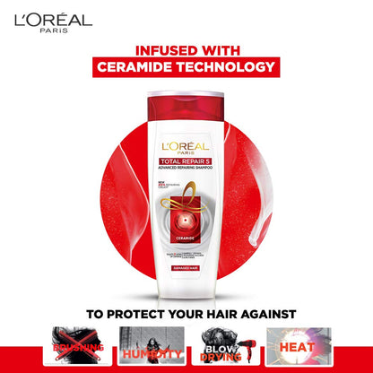 L'Oreal Paris Total Repair 5 Shampoo 704ml Combo with Conditioner, 192.5ml + Serum, 40ml FREE