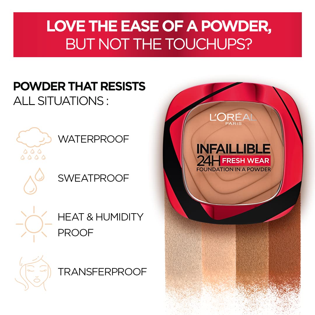 L'Oreal Paris Infallible 24H Fresh Wear Foundation in a Powder, 120 Vanilla, 9g