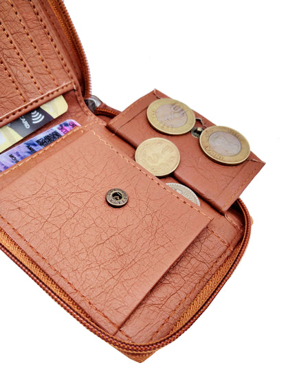 KnW Wallet Leather tan round zip