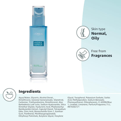 L'Oreal Paris Hydra Genius Daily Liquid Care, Normal/Oily Skin, 3.04 fl. oz.