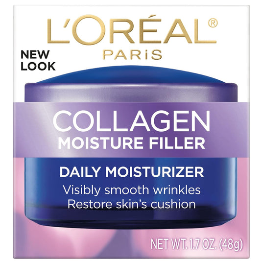 L'OREAL PARIS Collagen Face Moisturizer, Skin Care, Day And Night Cream, Anti-Aging Face Cream To Smooth Wrinkles, Non-Greasy 1. 7 Oz.