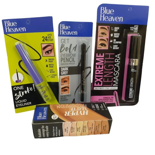Blue Heaven Eyeliner Long Wear Masacra Long Wear Foundation Oilfree Eye Brow Xperssion Combo, Pack Of 1