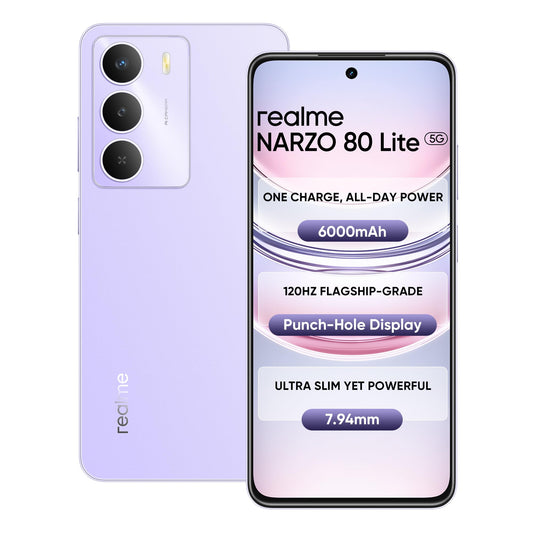 realme NARZO 80 Lite 5G (Onyx Black, 6GB+128GB) | 6000mAh Long-Lasting Battery | MediaTek Dimensity 6300 5G | AI Assist | IP64 Rated Water & Dust Resistance | Military-Grade Durability