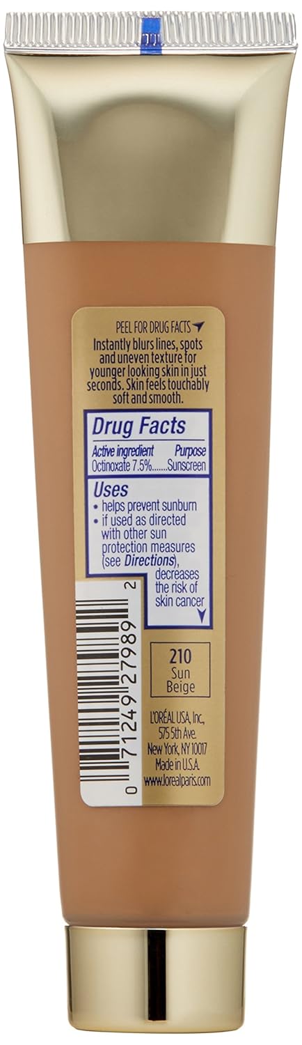 L'OREAL PARIS Visible Lift Blur Sheer All Skin Liquid Foundation, Sun Beige, 1.3 Fl. Oz.