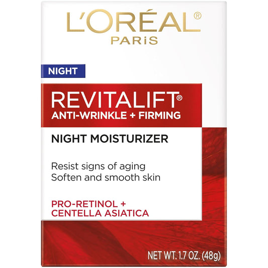 L'Oreal Paris RevitaLift Anti-Wrinkle + Firming Night Cream, 1.7 Fluid Ounce (Pack of 2)