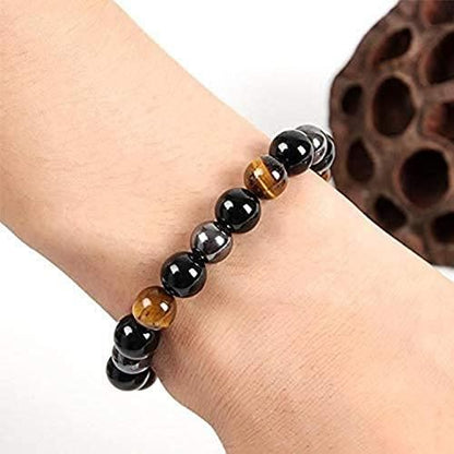 Natural Black Tourmaline Triple Protection Bracelet (Pack of 1)