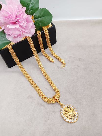 Luxurious Men's Gold Plated Pendant With Chain Vol 6