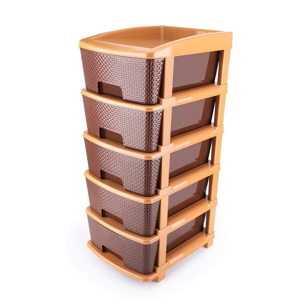 5-tier plastic organizer brown