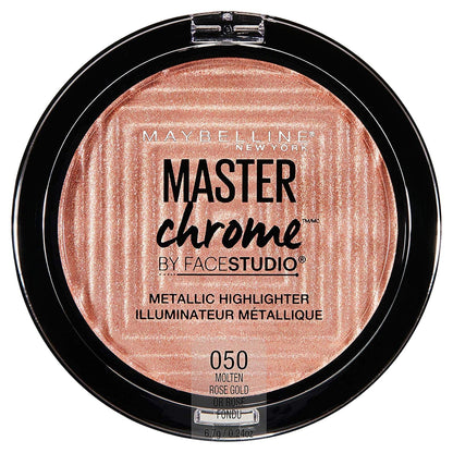 Maybelline New York The Blushed Nudes Palette Eyeshadow, 9g and Maybelline New York Face Studio Master Chrome Metallic Highlighter, Molten Rose Gold, 6.7g