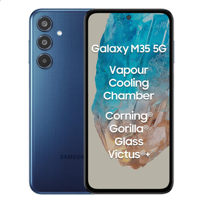 Samsung Galaxy M35 5G (Daybreak Blue,6GB RAM,128GB Storage)| Corning Gorilla Glass Victus+| AnTuTu Score 595K+ | Vapour Cooling Chamber | 6000mAh Battery | 120Hz Super AMOLED Display| Without Charger