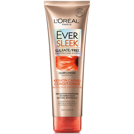 L'Oreal Ever Sleek Keratin Caring Conditioner Sunflower, 8.5 Fl Oz (Pack of 2)