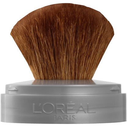 L'Oreal Paris Makeup True Match Loose Powder Mineral Foundation, skin-improving minerals control shine, reduce appearance of pores, leave skin soft and even, built-in brush, Natural Beige, 0.35