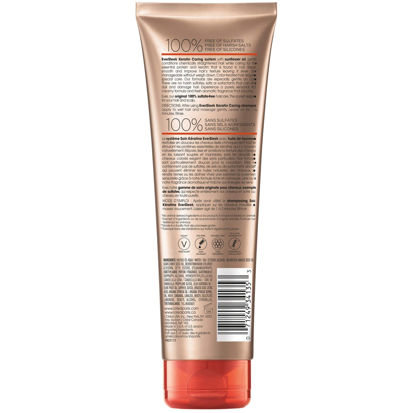 L'Oreal Ever Sleek Keratin Caring Conditioner Sunflower, 8.5 Fl Oz (Pack of 2)