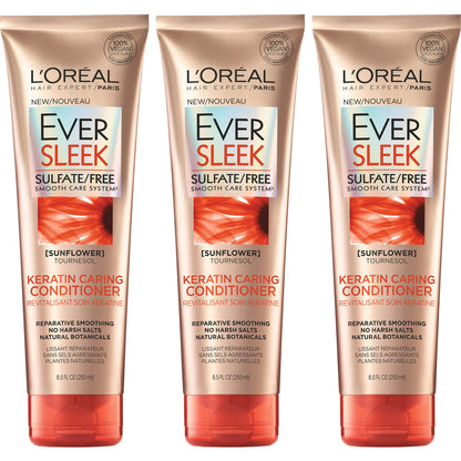 L'Oreal Ever Sleek Keratin Caring Conditioner Sunflower, 8.5 Fl Oz (Pack of 2)