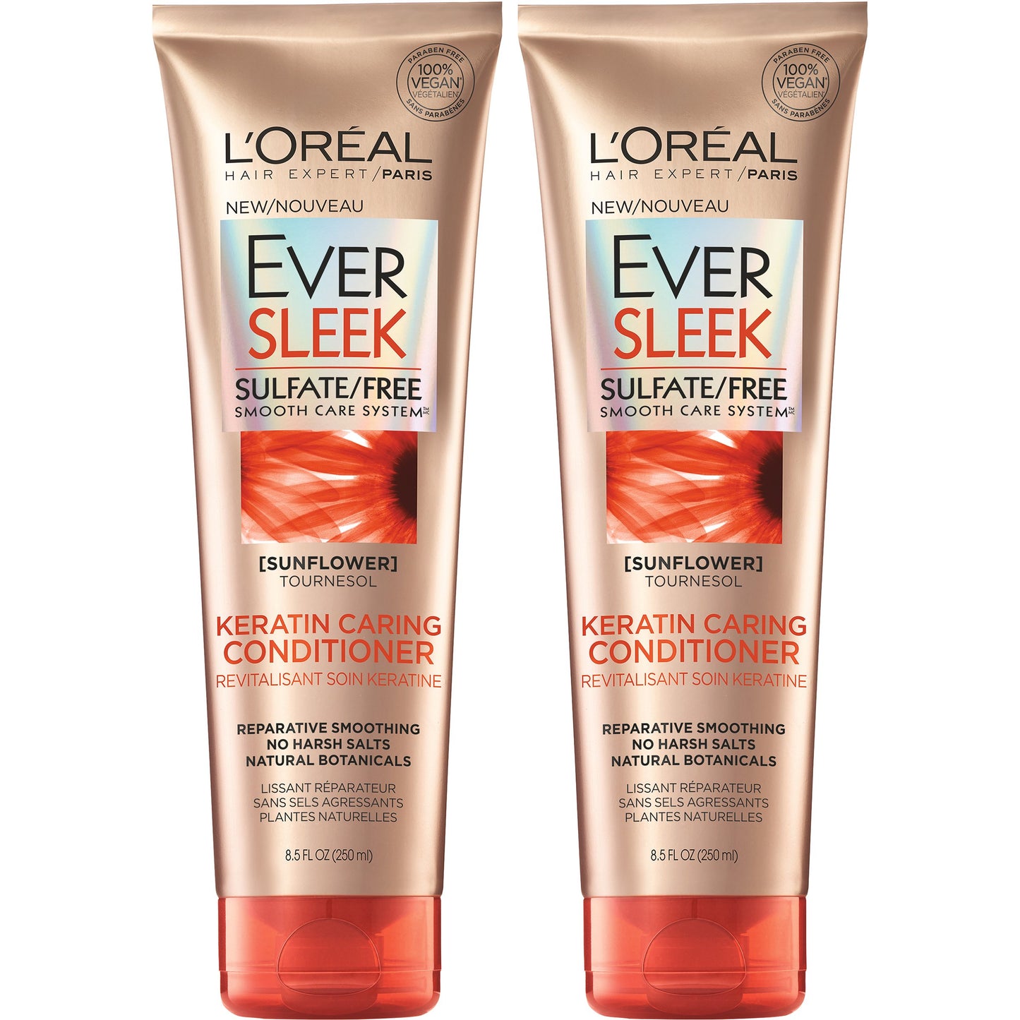 L'Oreal Ever Sleek Keratin Caring Conditioner Sunflower, 8.5 Fl Oz (Pack of 2)