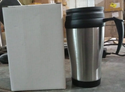 Stainless Steel Vacuum Glass Insulated Glass Coffee Cups (With Lid & Handle / 1 pc)