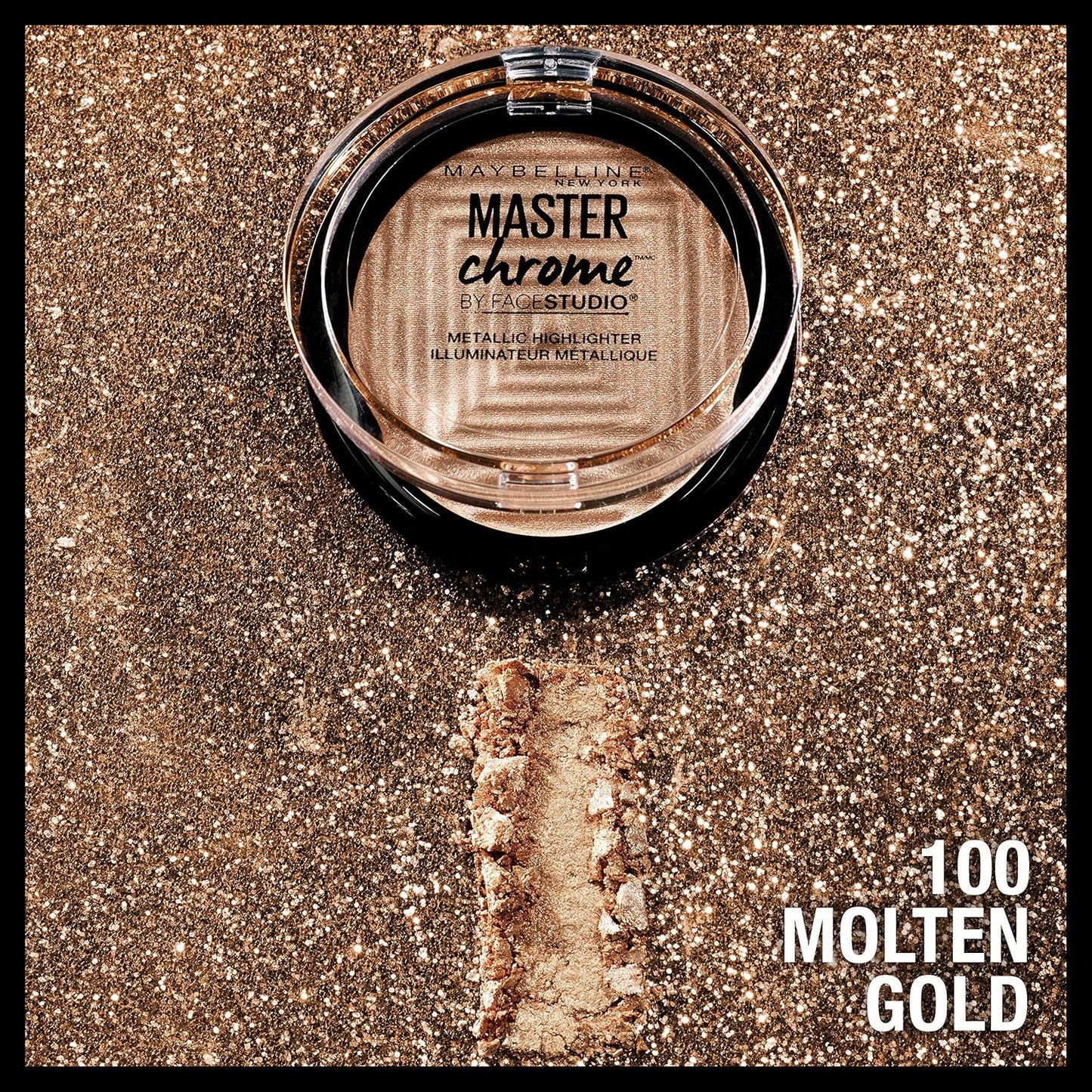 Maybelline New York Face Studio Master Chrome Metallic Highlighter, Molten Gold, 6.7g and Maybelline New York Fit me Loose Finishing Powder, 25 Medium, 20g