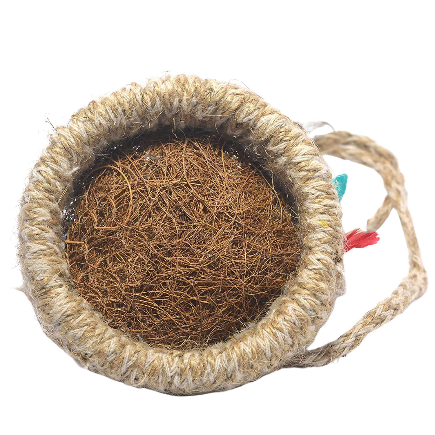 Jute hanging birds nest with intricate weaving