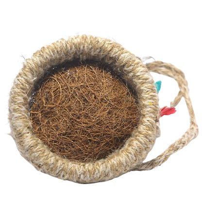 Jute hanging birds nest with intricate weaving