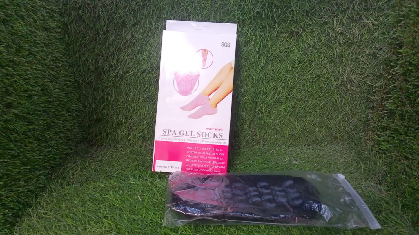 Moisturizing gel socks for softening feet.