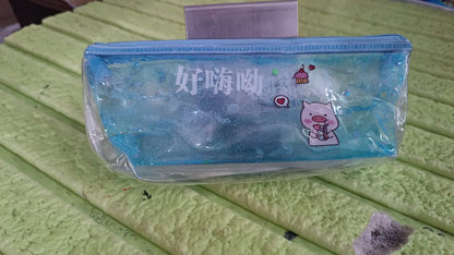 Transparent Unicorn Water Glitter Gel Pencil Zip Pouch (1 Pc)