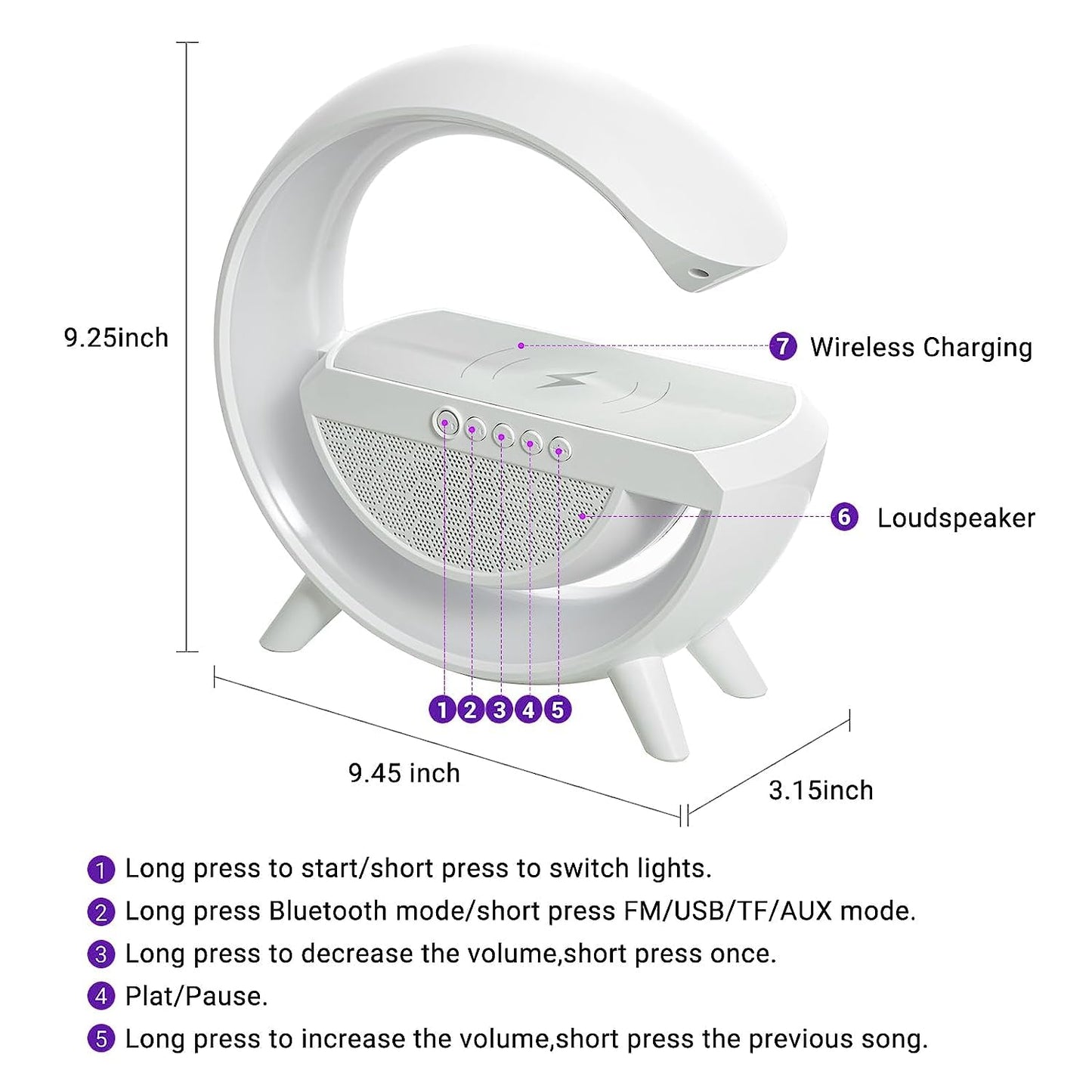 3-in-1 Multi-function Led Night Lamp With Bluetooth Speaker Wireless Charging For Bedroom For Music Party And Mood Lighting - Perfect Gift For All Occasions
