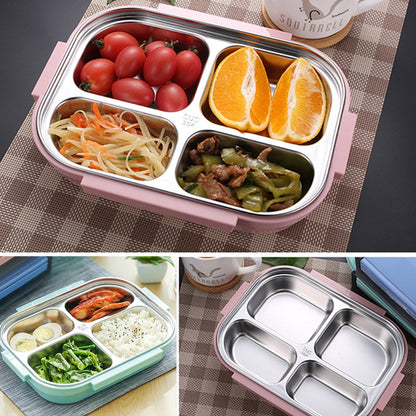 Black transparent stainless steel lunch box with 4 compartments