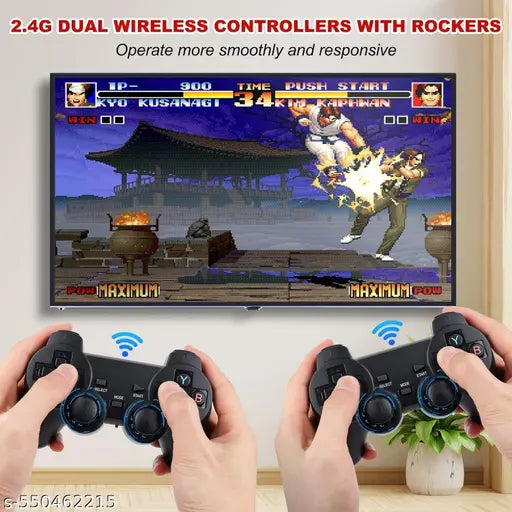 Wireless Retro Video Game Console Game Stick with 9 Emulators, 2 Wireless Controllers, 10,000+ Classic Games for Kids & Adults – HDMI TV Gaming System